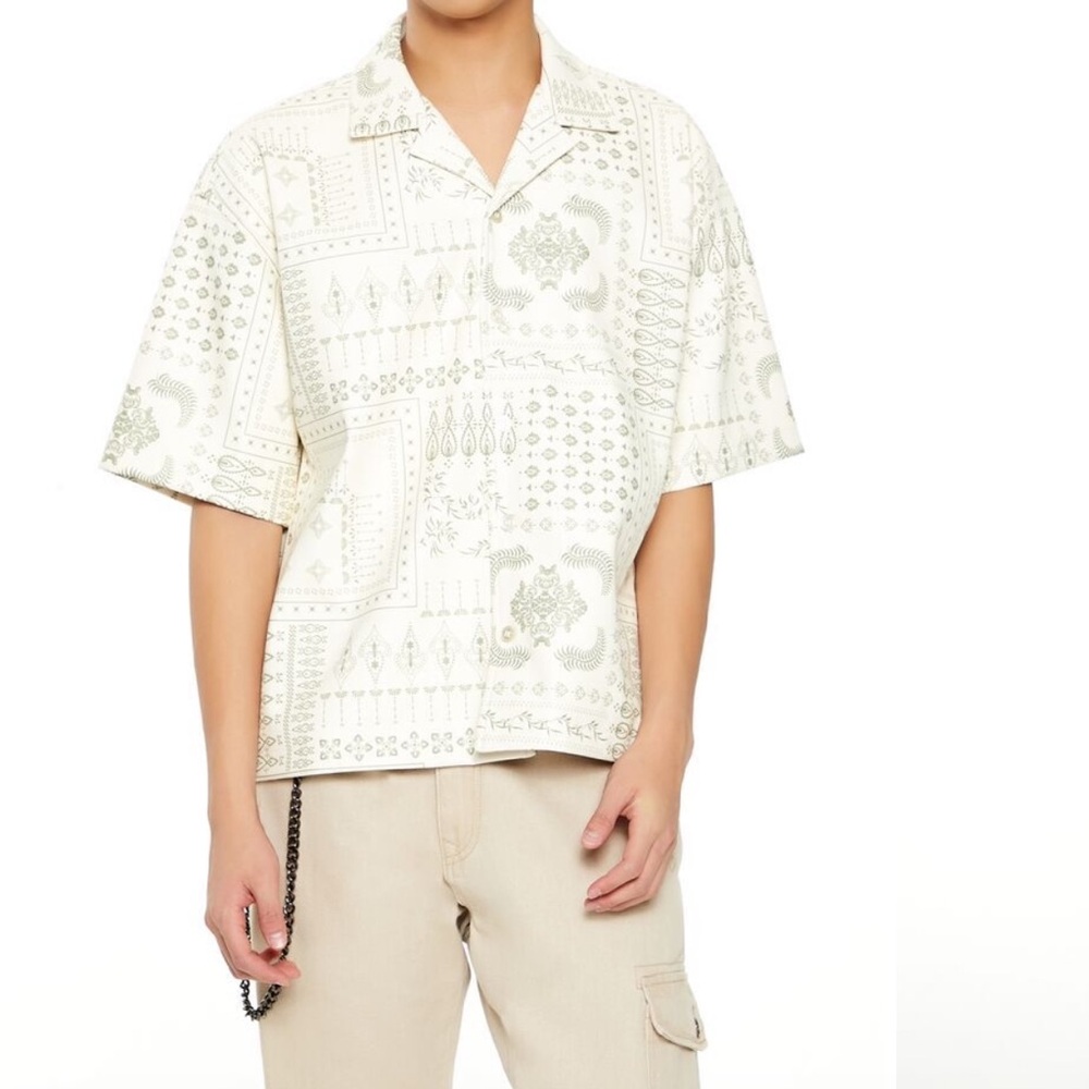 Paisley Faux Leather cropped shirt